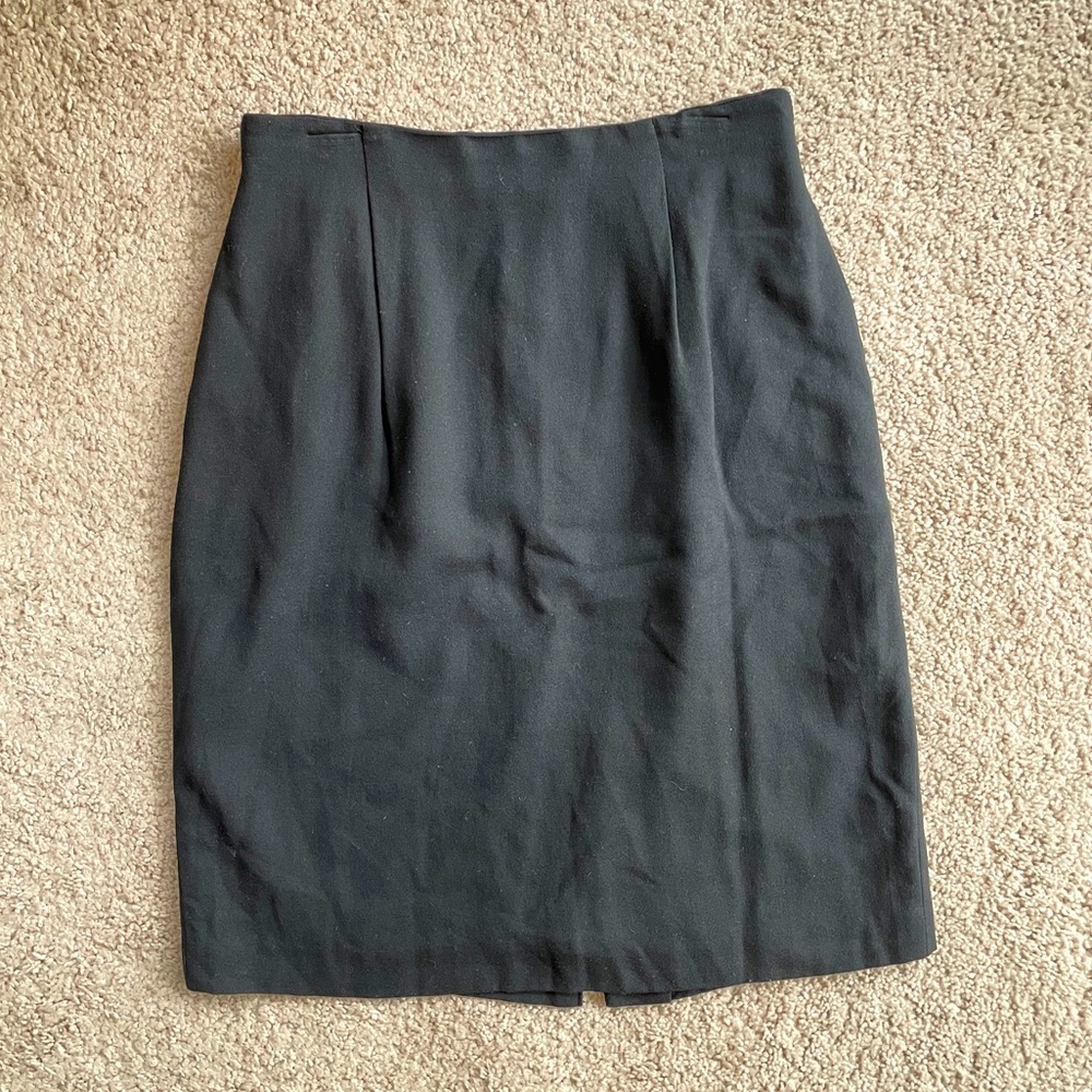 Kate McNaughton Vintage Solid Black Women's Fitted Pencil Skirt Size 14 Petite